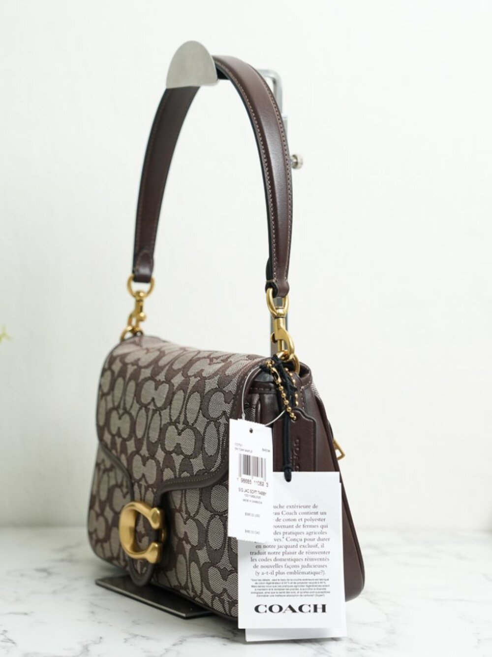 Coach CDT21 Soft Tabby Shoulder Bag Signature Jacquard Brass/Oak Maple Brown NWT - Picture 5 of 15